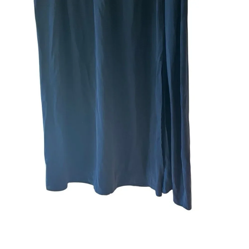 Chico’s silky Blue Split maxi skirt size 12/14 lightweight flowy